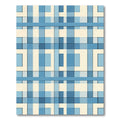 Blue Plaid Geometric Layered Grid Rug