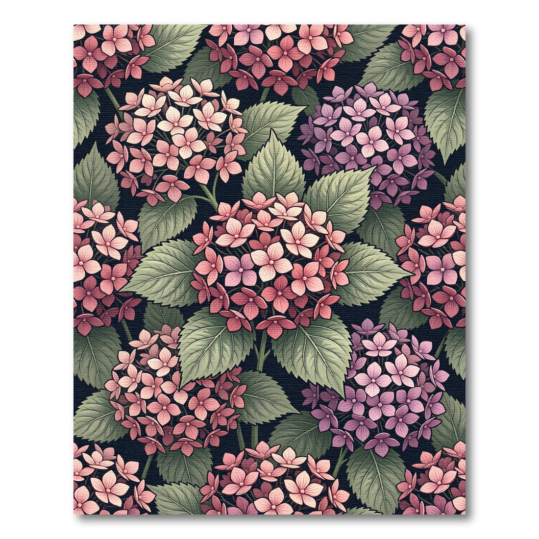 Pink Purple Hydrangea Floral Garden Rug