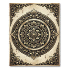 Antique Cream Ornate Gold Regal Medallion Rug