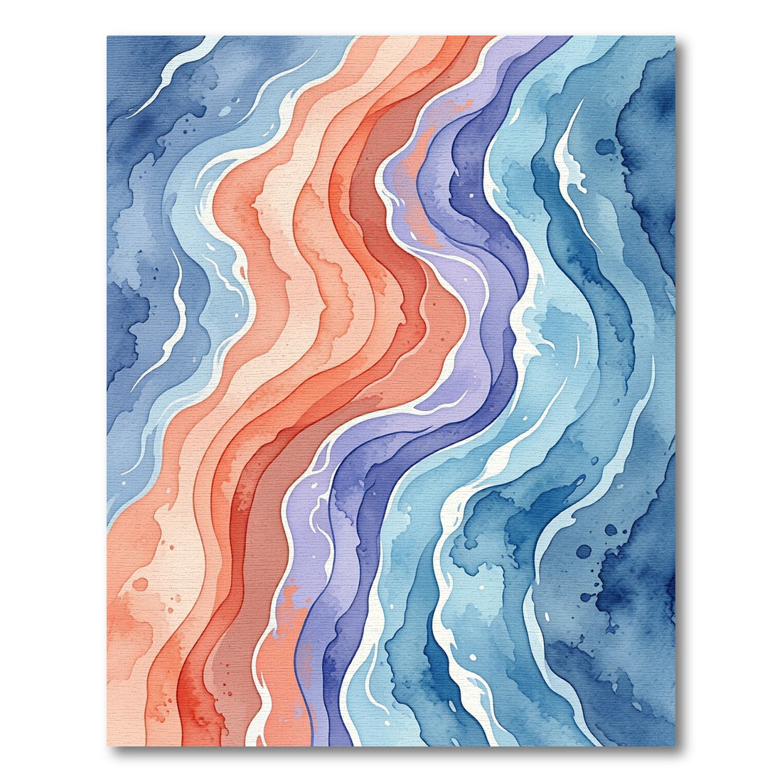 Fluid Coastal Wave Ochre Indigo Abstract Rug