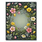 Pink Yellow White Floral Vine Rug