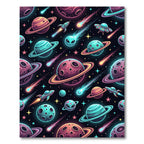 Vibrant Neon Outer Space Galaxy Rug