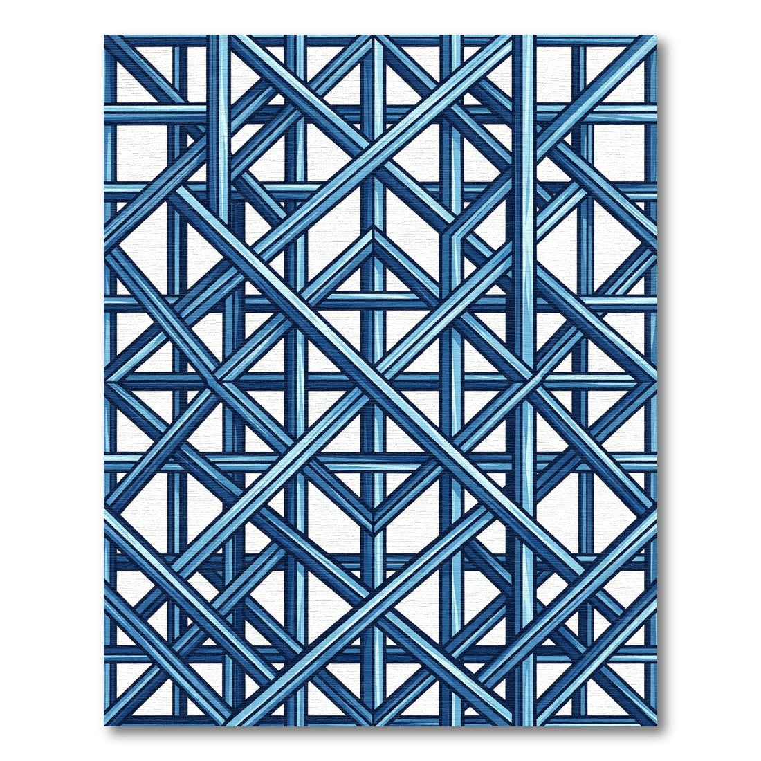 Deep Blue Intersecting Lines Rug