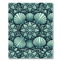 Elegant Mint Seashell Floral Medallion Rug