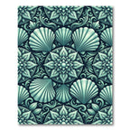 Elegant Mint Seashell Floral Medallion Rug