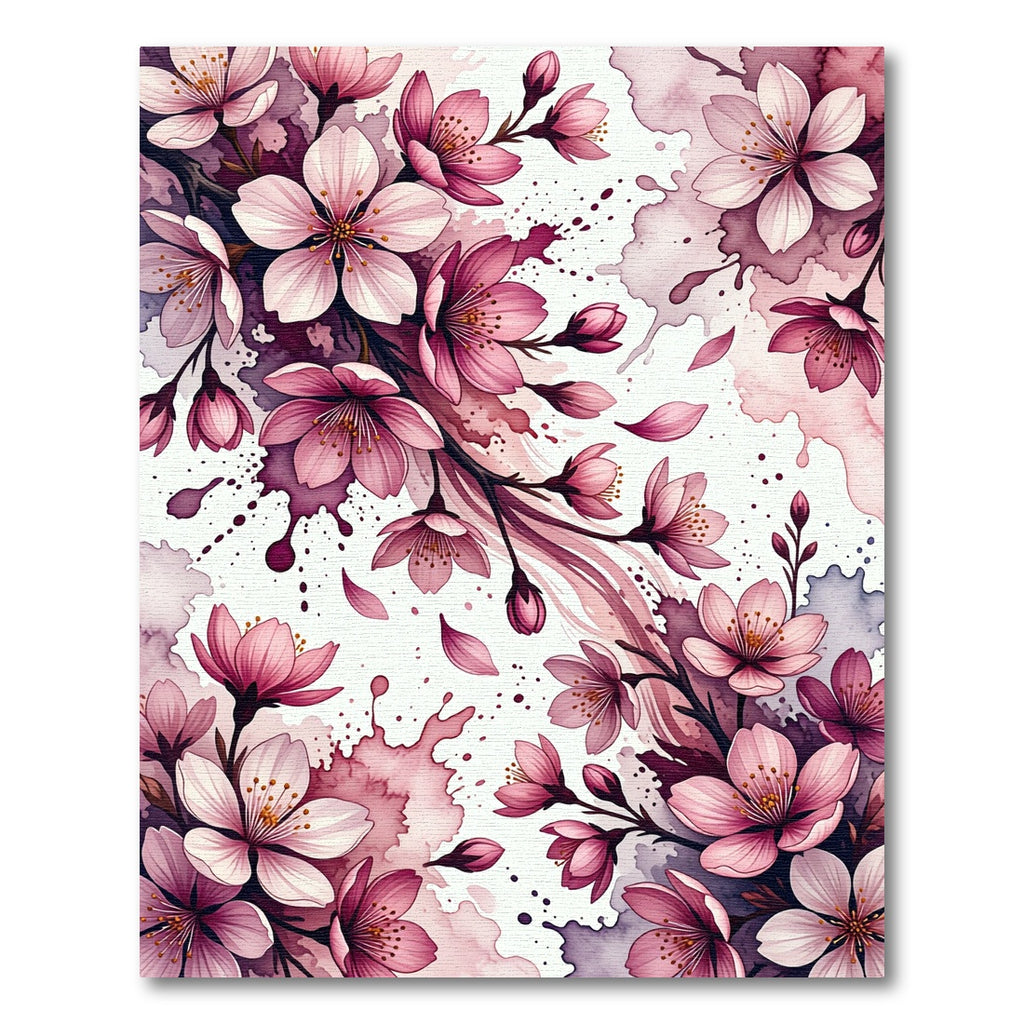 Pink Cherry Blossom Watercolor Splash Rug
