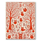 Red Owl Woodland Tree Alphabet Rug