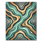 Liquid Teal and Ochre Abstract Wave Rug