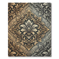 Elegant Gold Damask Foliage Medallion Rug