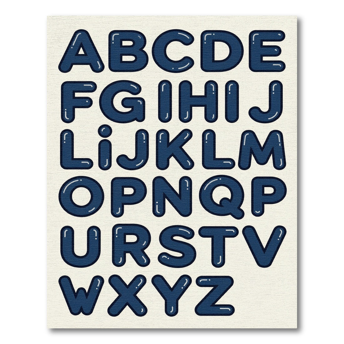 Navy Bubble Alphabet Typography Kids Accent Rug