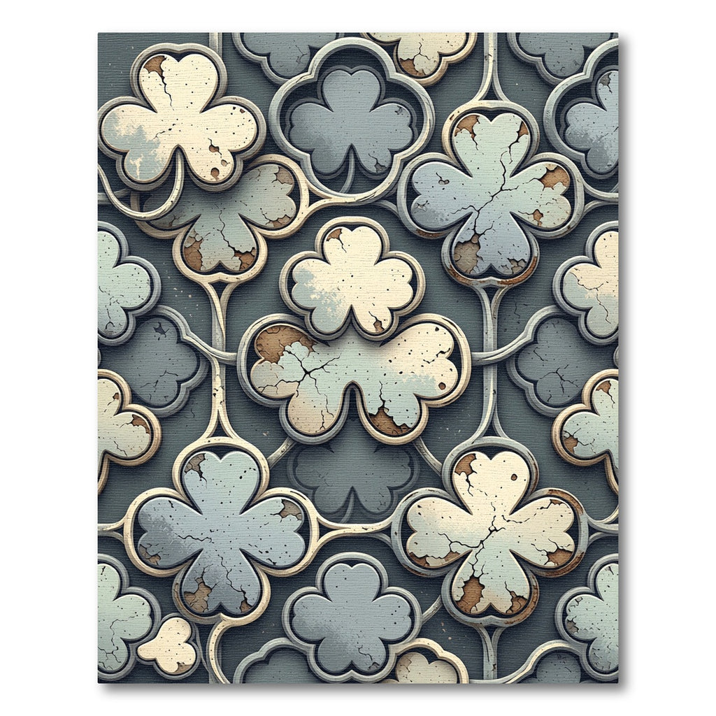 Antique Clover Quatrefoil Tile Composition Rug