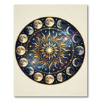 Celestial Gold Sun Lunar Phase Art Rug