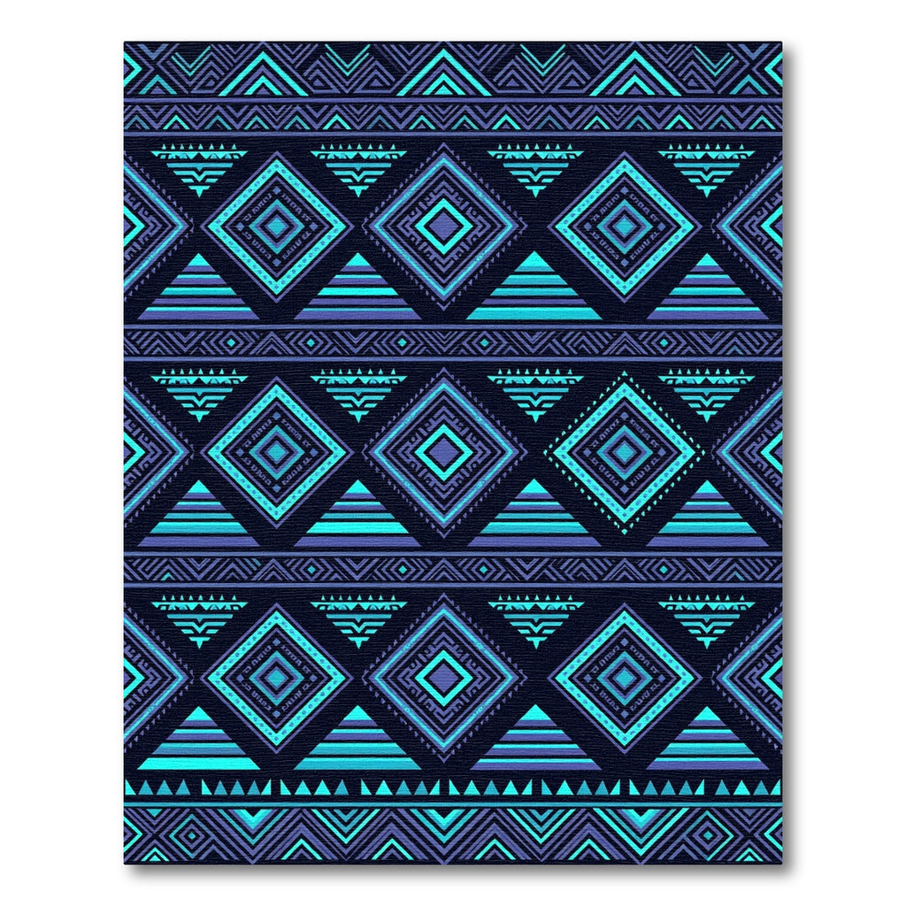 Neon Blue Geometric Tribal Diamond Rug