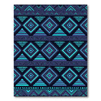 Neon Blue Geometric Tribal Diamond Rug