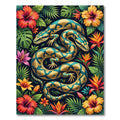 Lush Golden Azure Reptile Tropical Flora Rug