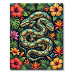 Lush Golden Azure Reptile Tropical Flora Rug