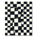 Modern Monochrome Checkered Abstract Grid Rug