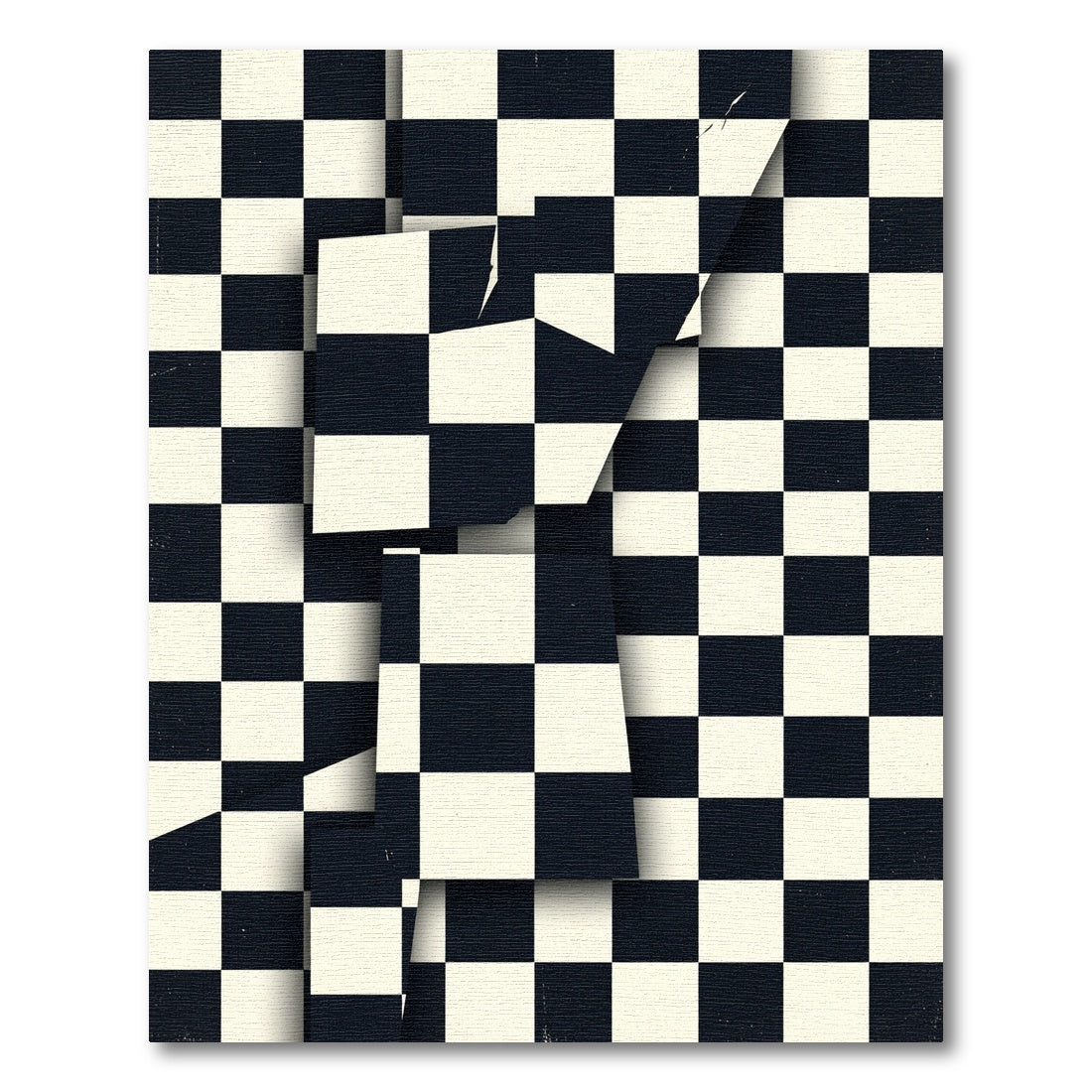 Modern Monochrome Checkered Abstract Grid Rug
