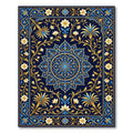 Golden Floral Medallion Navy Ornate Rug