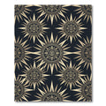 Celestial Gold Sunburst Geometric Black Rug