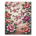 Pink Peony Cherry Blossom Floral Swirls Rug