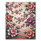 Pink Peony Cherry Blossom Floral Swirls Rug