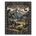 Mountain Wilderness Stag Golden Forest Artwork Rug