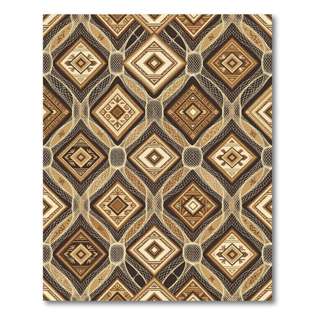 Earthy Brown Geometric Diamond Lattice Rug