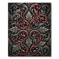 Ornate Crimson Gray Baroque Scroll Rug