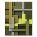 Modern Olive and Lime Geometric Block Rug