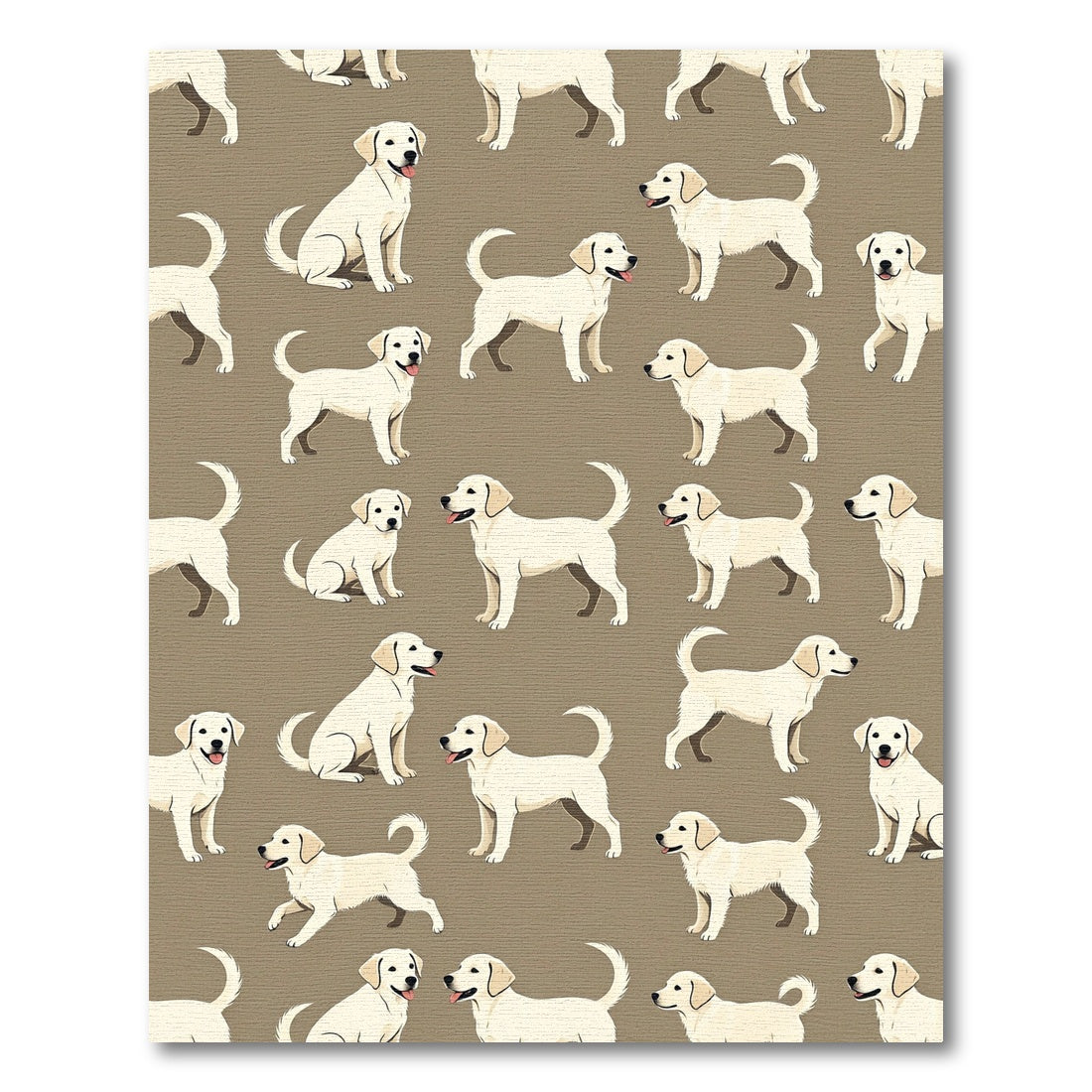 Cream Labrador Retriever Repeating Animal Motif Rug