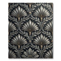 Ornate Silver Fan Leaf Scrollwork Rug