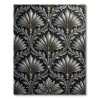Ornate Silver Fan Leaf Scrollwork Rug