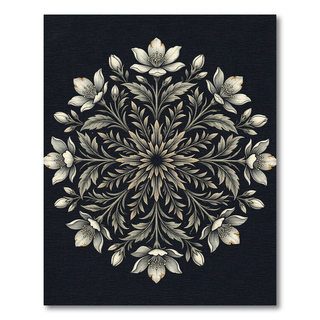 Elegant Ivory Floral Mandala Rug