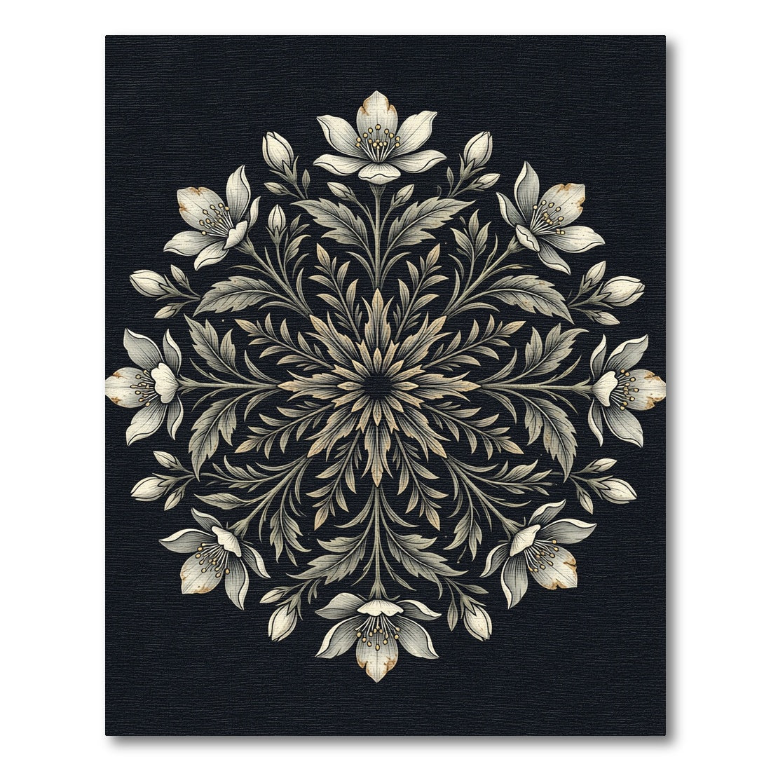 Elegant Ivory Floral Mandala Rug