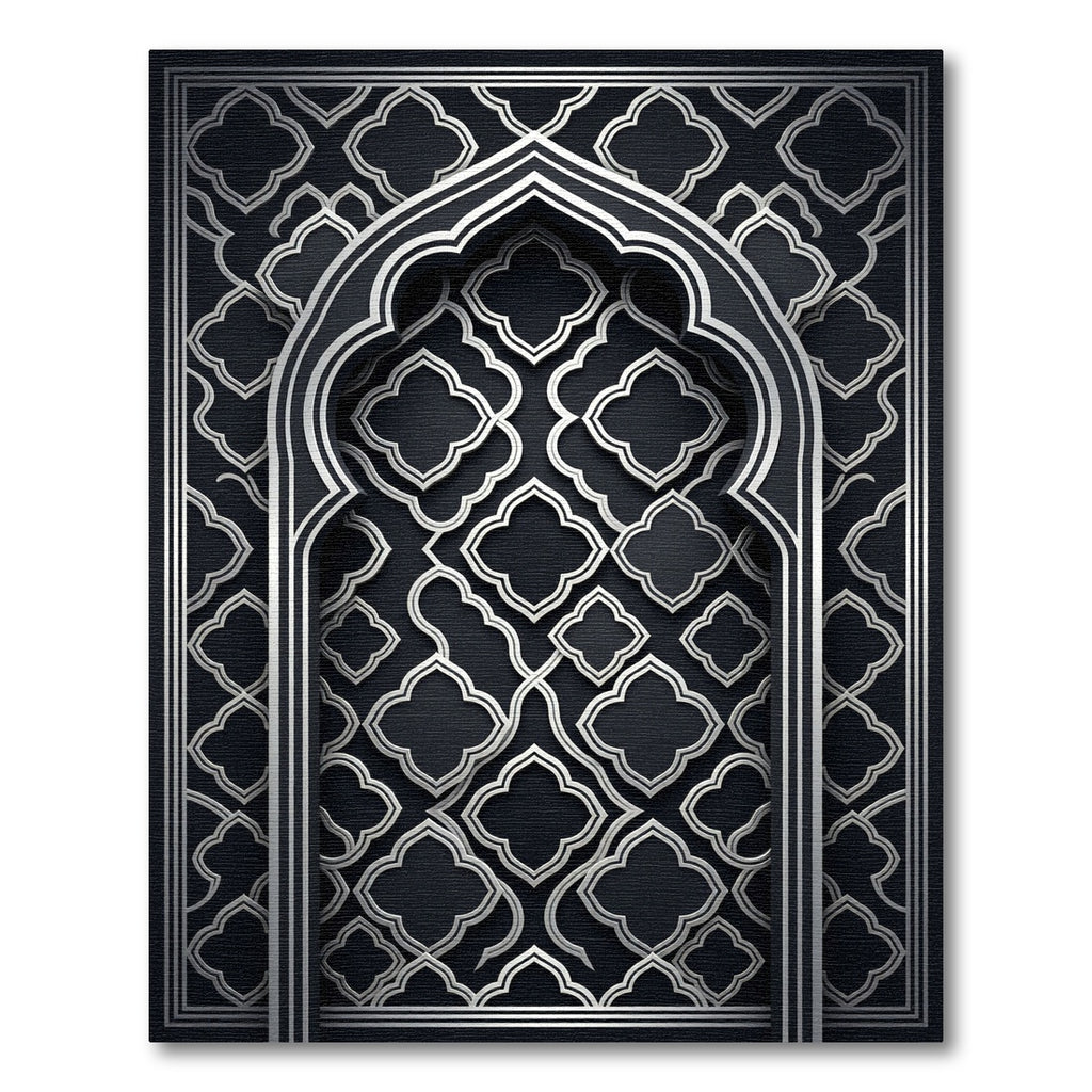 Elegant Silver Clover Arch Frame Rug