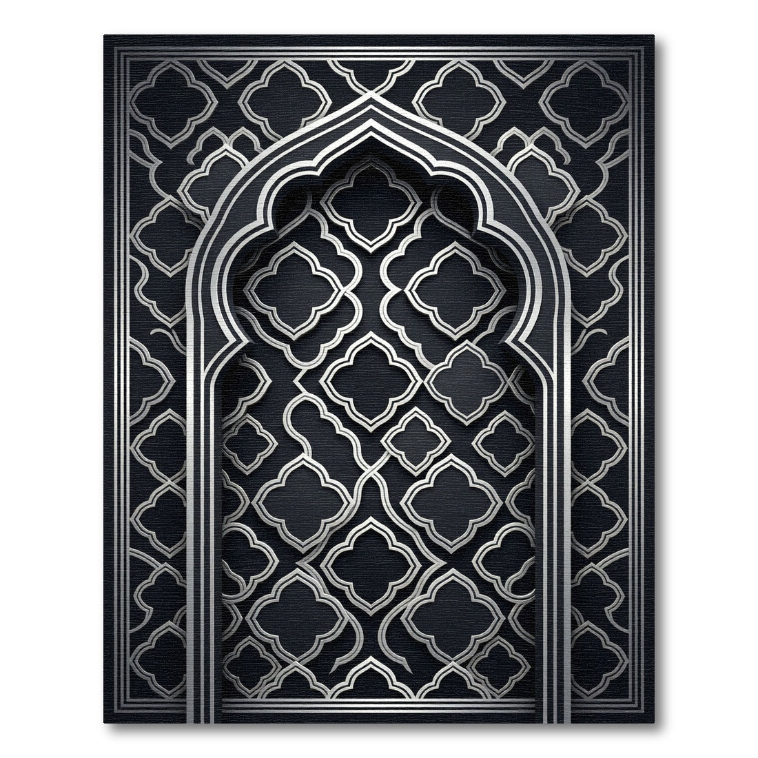 Elegant Silver Clover Arch Frame Rug