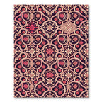 Elegant Rose Floral Damask Burgundy Rug