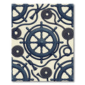 Navy Nautical Ship Wheel Rope Anchor Rug