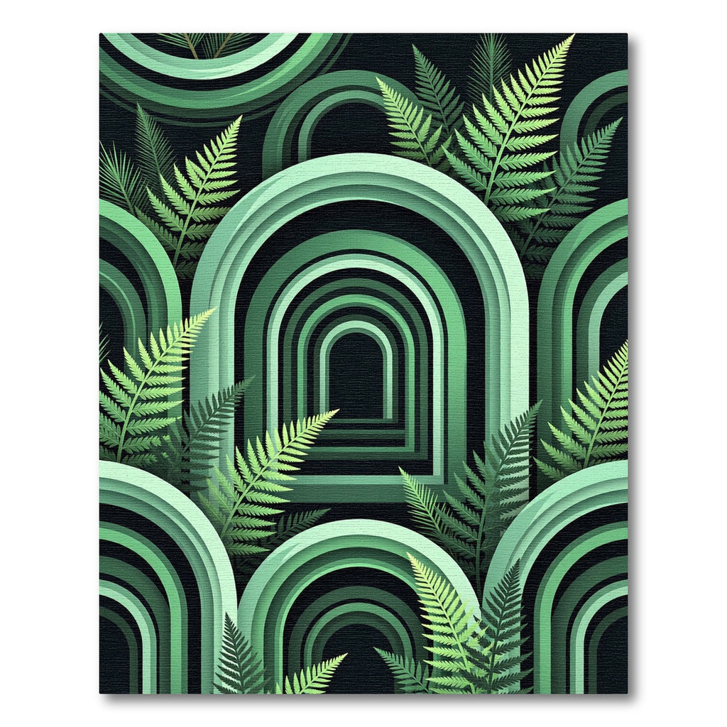 Layered Green Arch Fern Garden Rug