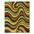 Golden Olive Abstract Wavy Swirl Rug