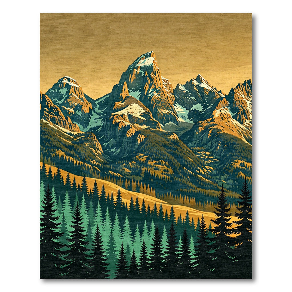 Majestic Golden Alpine Mountain Peak Rug
