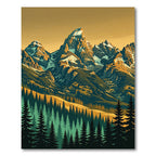 Majestic Golden Alpine Mountain Peak Rug