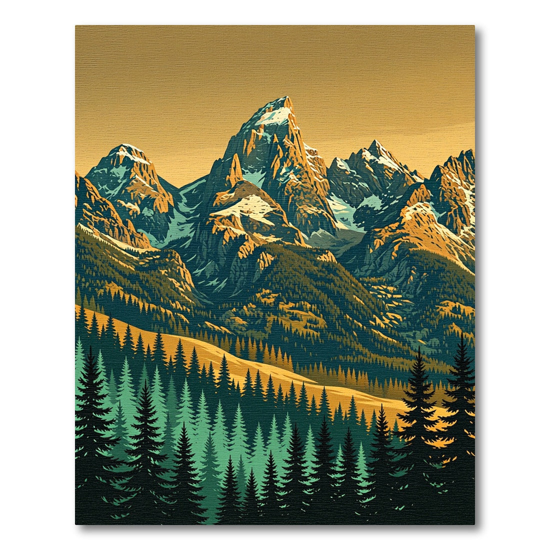 Majestic Golden Alpine Mountain Peak Rug