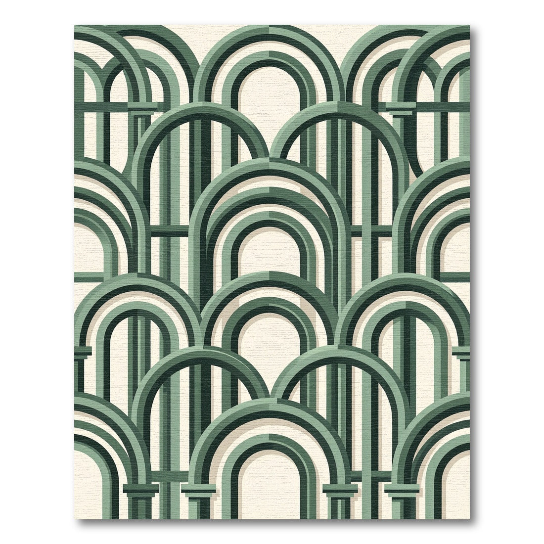 Modern Sage Green Arch Geometric Rug