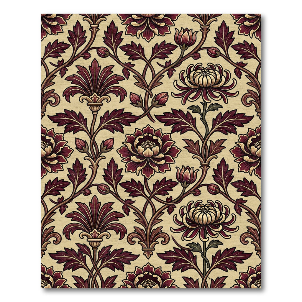 Crimson Floral Vine Garden Rug