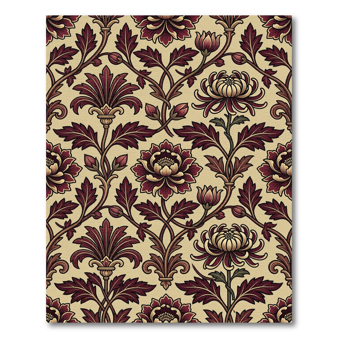Crimson Floral Vine Garden Rug