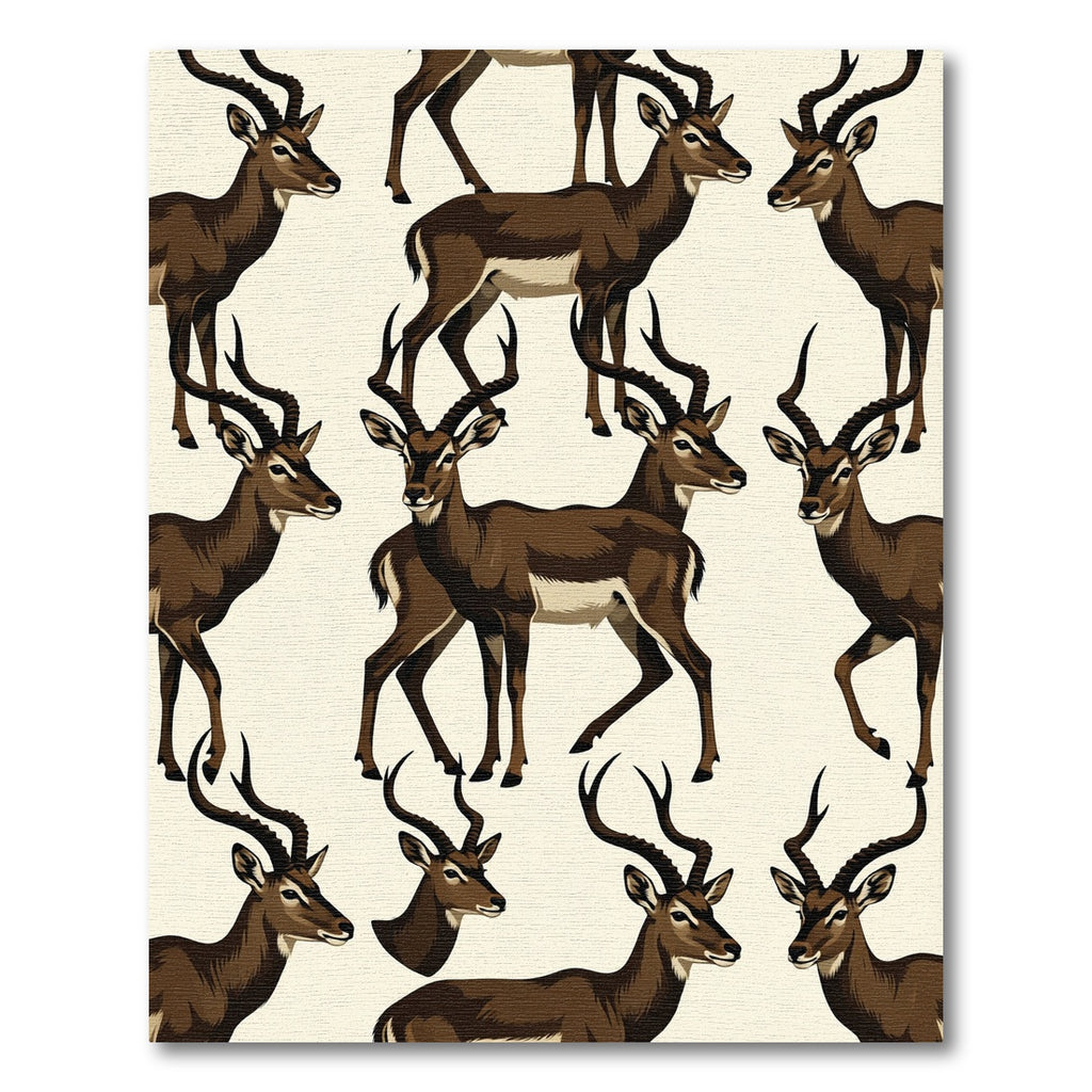 Mid-Century Brown Antelope Graphic Illustration Rug