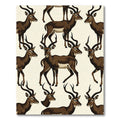 Mid-Century Brown Antelope Graphic Illustration Rug