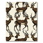 Mid-Century Brown Antelope Graphic Illustration Rug
